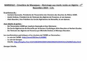 AOBR 2019 11 01 MARSEILLE CIMETIERE DE MAZARGUES HOMMAGE A NOS MORTS RESTES EN ALGERIE
